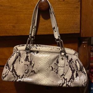 Cole Haan Black and Cream Snake Print Tote